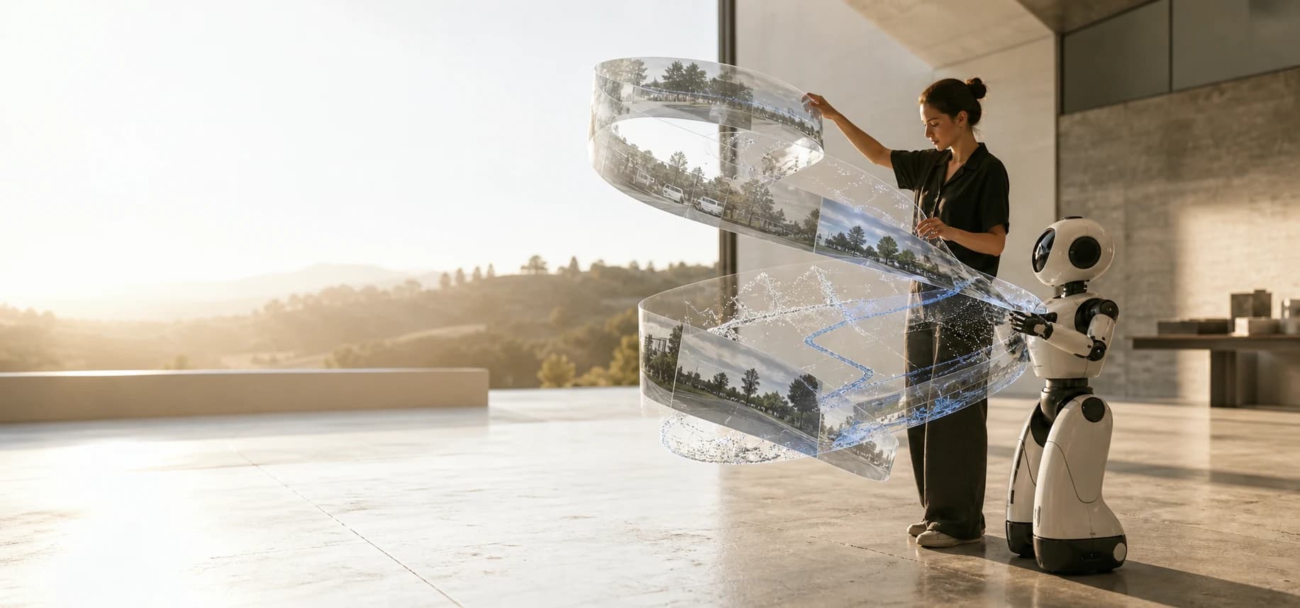 A human operator and robot organizing synchronized physical-world data